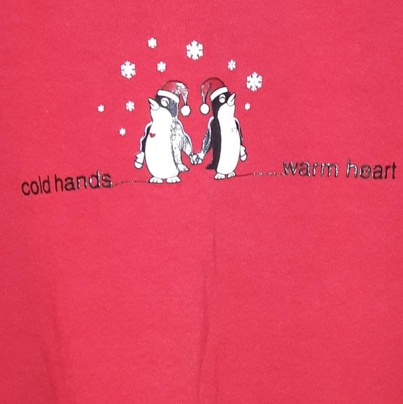 Beautiful Red Tee with Embroidered Penguins - Picture 4 of 4